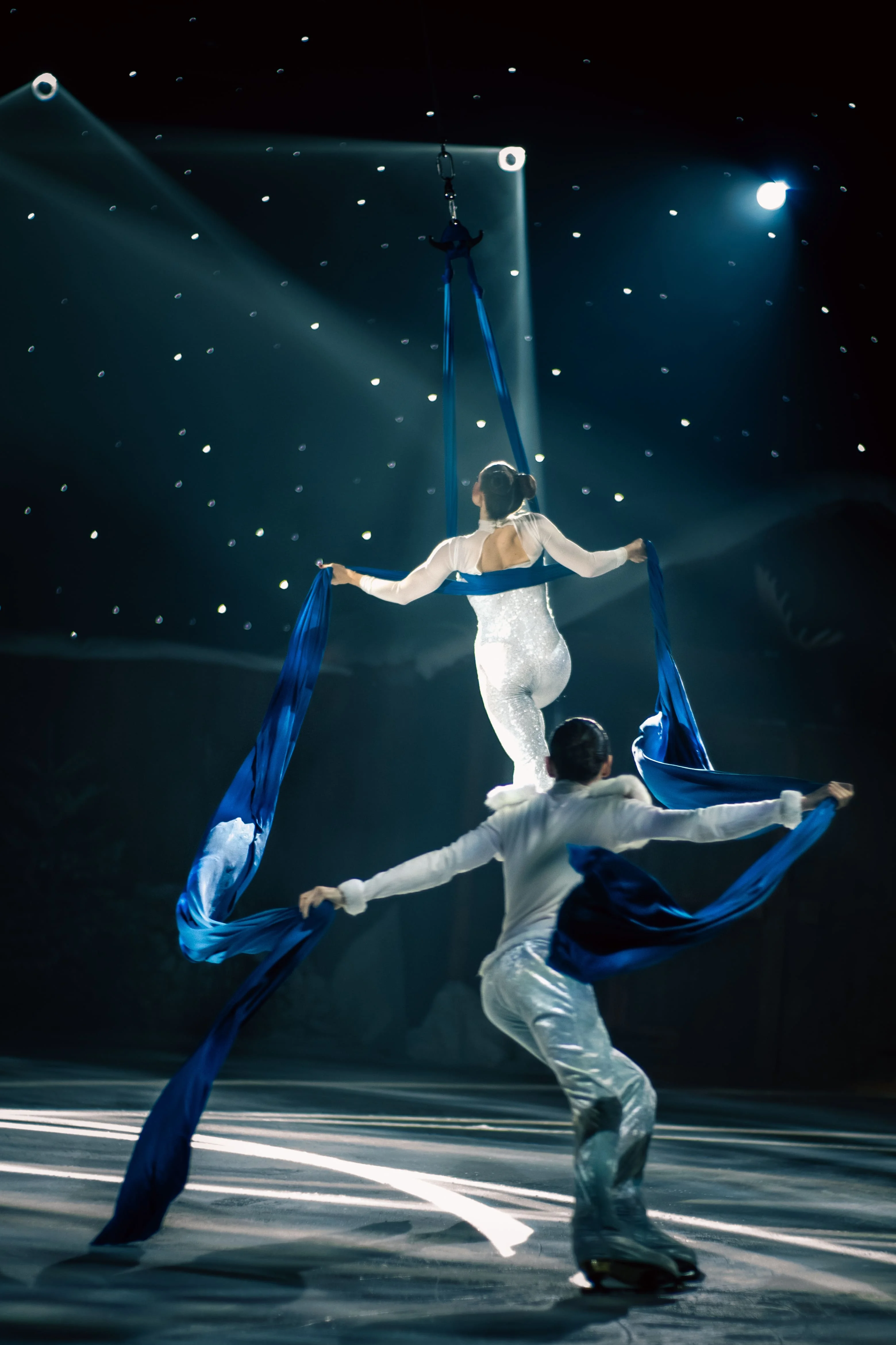 Captation spectacle Walibi - Chorégraphie synchronisée sous éclairage bleu